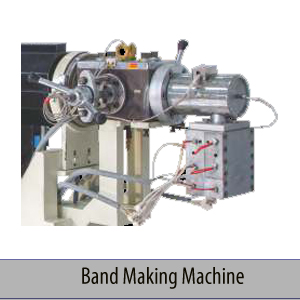B.I. Industries PP strapping machine on the production floor
